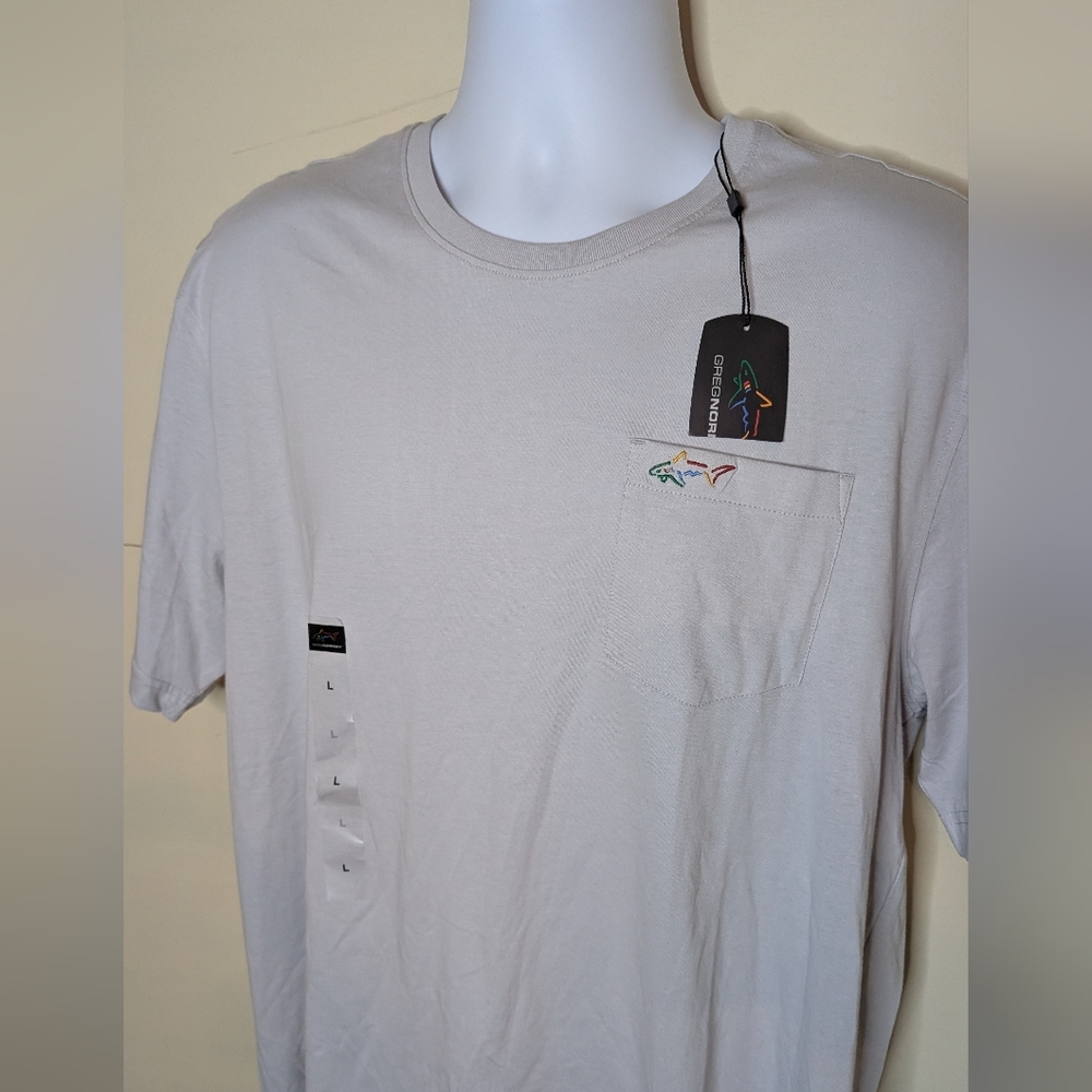 NWT Greg Norman Casual Short Sleeve Tee Light Gray - Picture 2 of 7